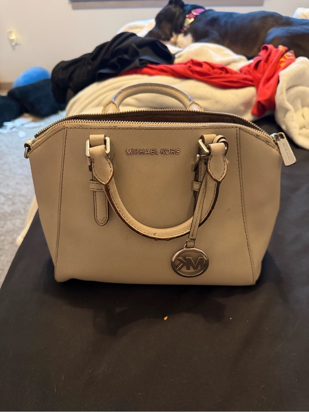 Grey Leather Michael Kors Side Bag